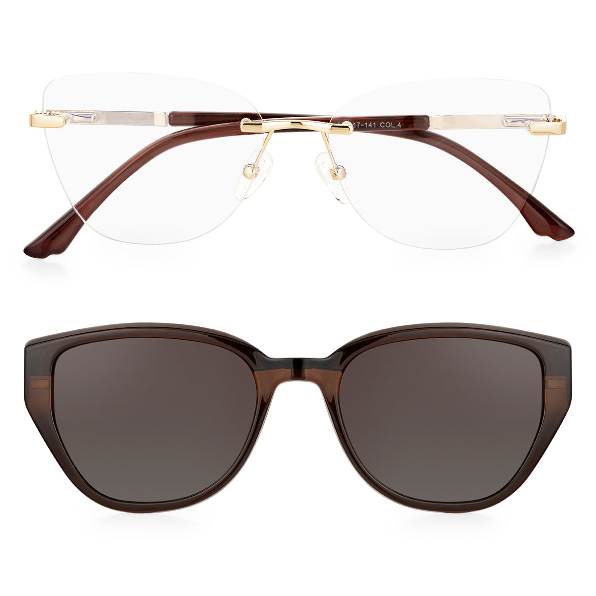 Óculos de Grau Feminino Kessy 484 Clip On Dourado